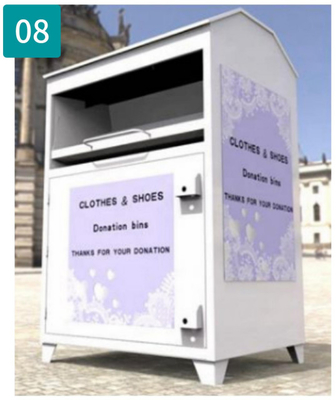 Ενισχυμένο κεντρικό κιβώτιο δωρεάς δοχείων αποθήκευσης ανακύκλωσης τρυπών για τα ενδύματα